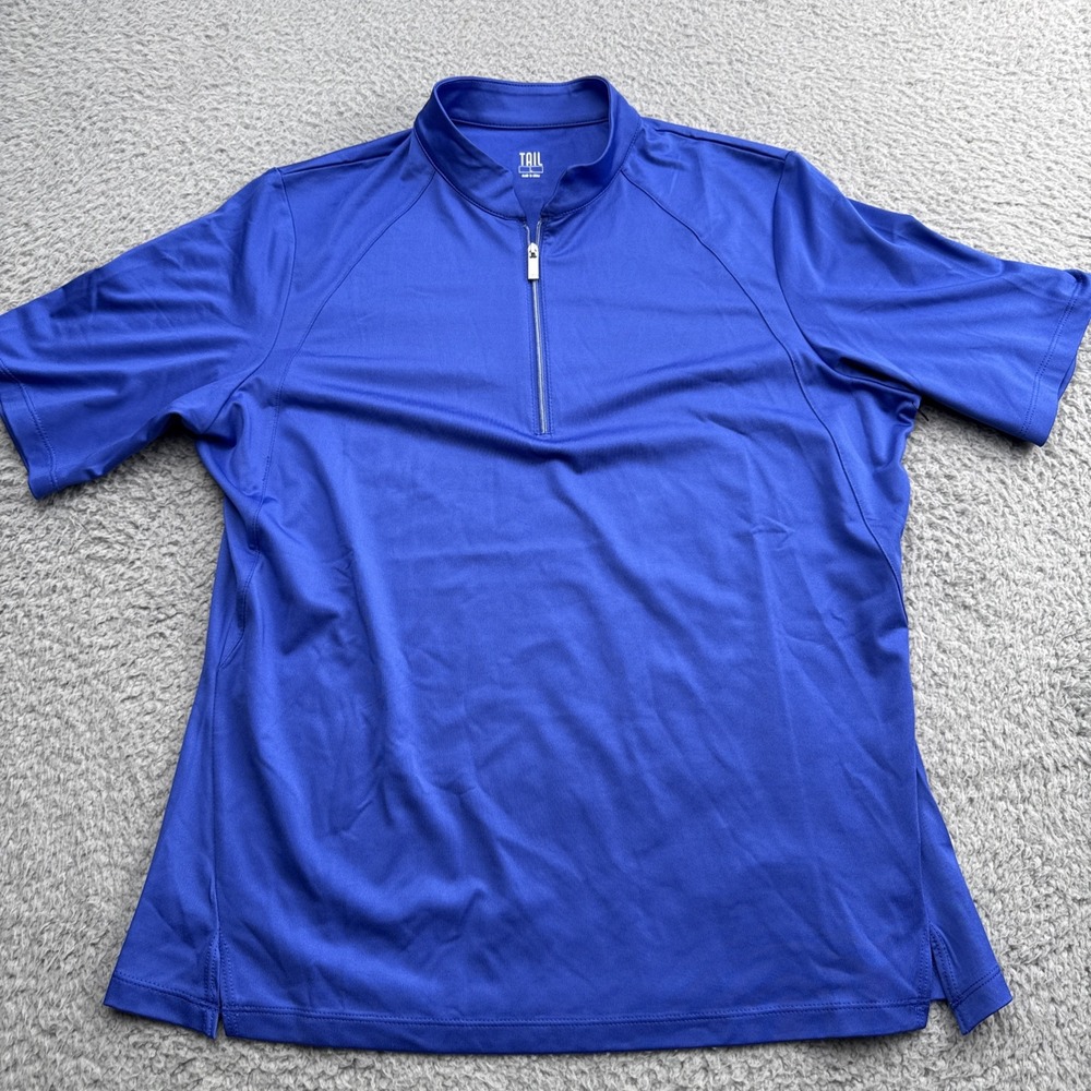 Tail Womens Blue 1/4 Zip Pullover Golf Top Shirt Short Sleeve Large Pickleball